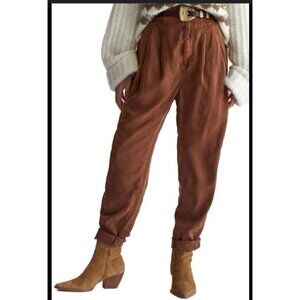 Free People High Waist Pants Womens 8 Maple Brown Boho Pleated Western Cowgirl